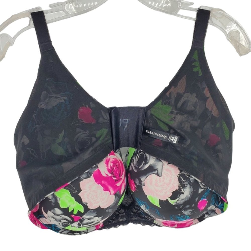 torrid Curve T-Shirt Push-Up Floral Print 360° Back Smoothing Bra Plus Curvy 44F - Picture 15 of 15